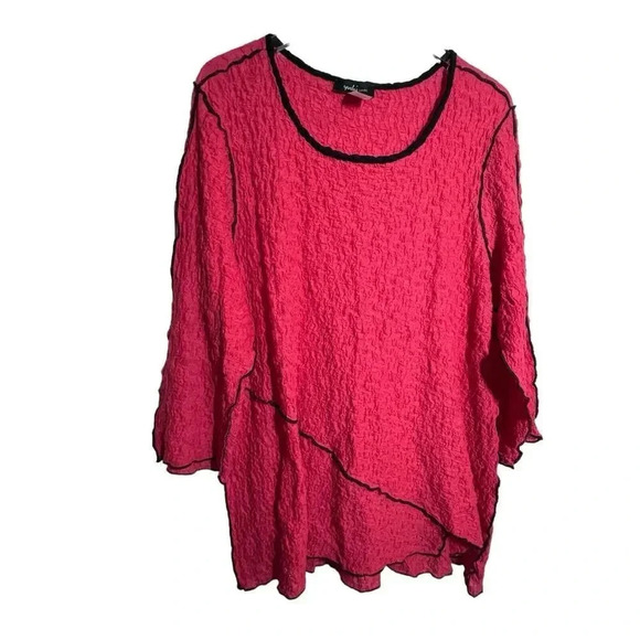 Yushi Red Tunic Crinkle knit Lagenlook Top size XL - Picture 6 of 6